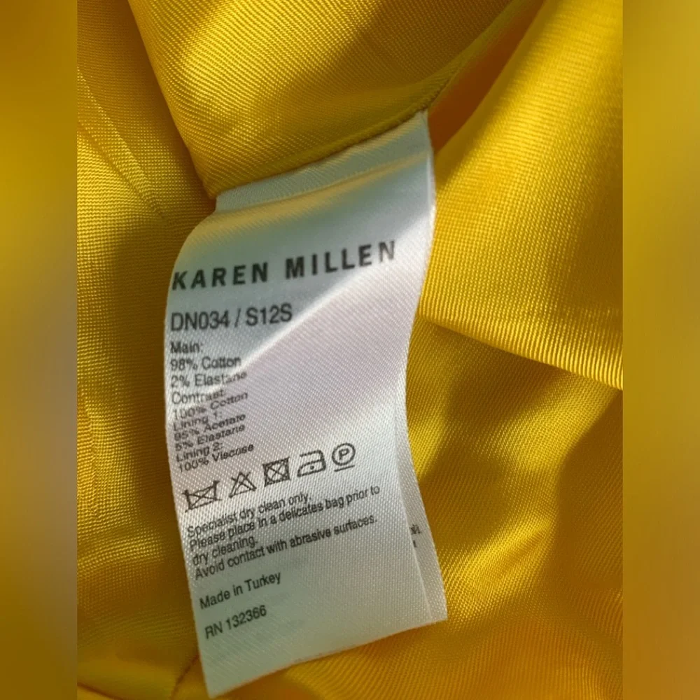 Karen Millen Yellow Tailored Fit & Flare Dress, size 6 - Picture 4 of 6